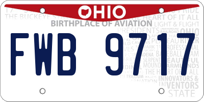 OH license plate FWB9717