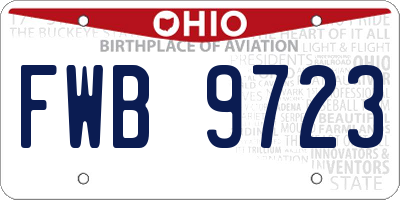 OH license plate FWB9723