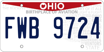 OH license plate FWB9724