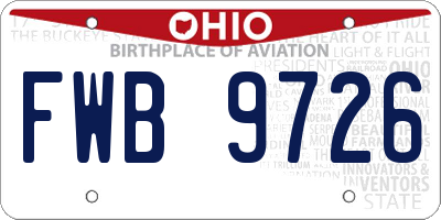 OH license plate FWB9726