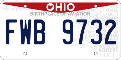 OH license plate FWB9732