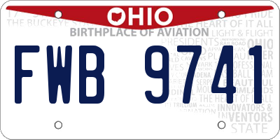 OH license plate FWB9741