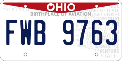 OH license plate FWB9763