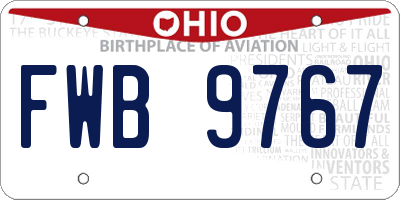 OH license plate FWB9767