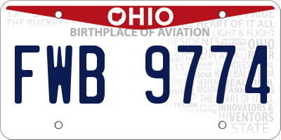 OH license plate FWB9774