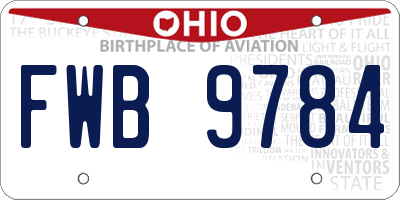 OH license plate FWB9784