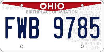 OH license plate FWB9785