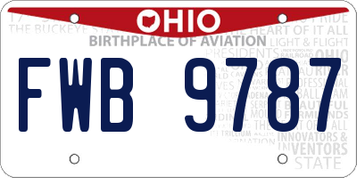OH license plate FWB9787