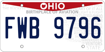 OH license plate FWB9796