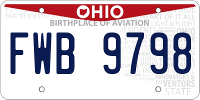 OH license plate FWB9798