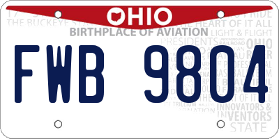 OH license plate FWB9804