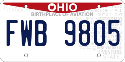 OH license plate FWB9805