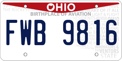 OH license plate FWB9816