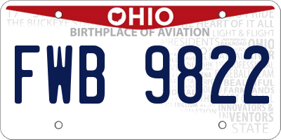 OH license plate FWB9822