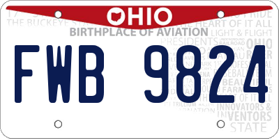 OH license plate FWB9824
