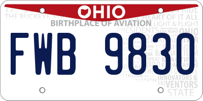 OH license plate FWB9830
