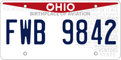 OH license plate FWB9842