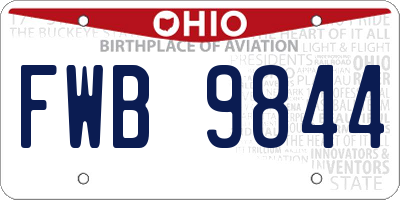 OH license plate FWB9844