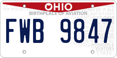 OH license plate FWB9847