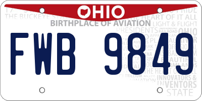 OH license plate FWB9849