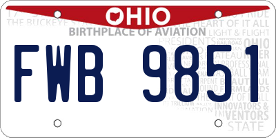 OH license plate FWB9851