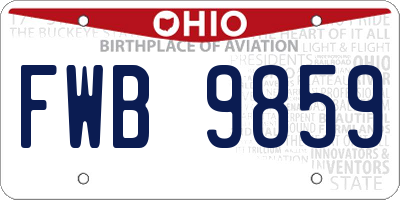 OH license plate FWB9859