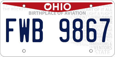 OH license plate FWB9867