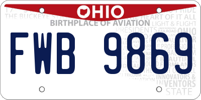 OH license plate FWB9869