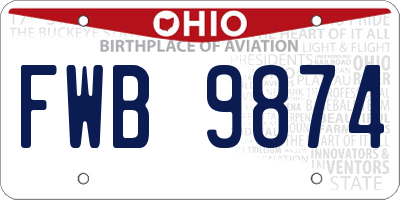 OH license plate FWB9874