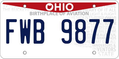 OH license plate FWB9877