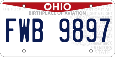 OH license plate FWB9897