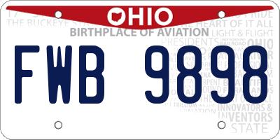 OH license plate FWB9898