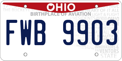 OH license plate FWB9903