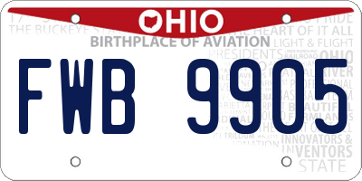 OH license plate FWB9905