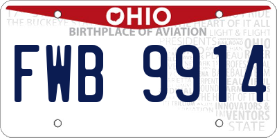 OH license plate FWB9914