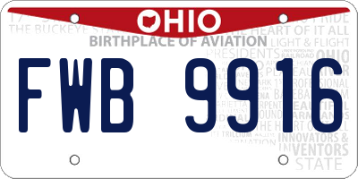 OH license plate FWB9916