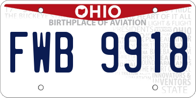 OH license plate FWB9918