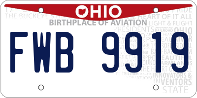 OH license plate FWB9919