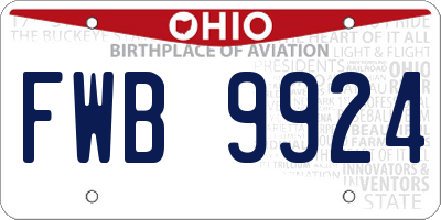 OH license plate FWB9924