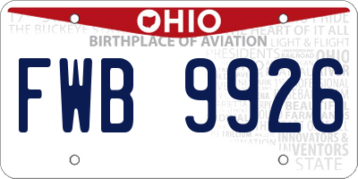 OH license plate FWB9926