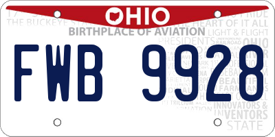 OH license plate FWB9928