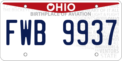 OH license plate FWB9937
