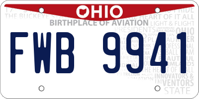 OH license plate FWB9941
