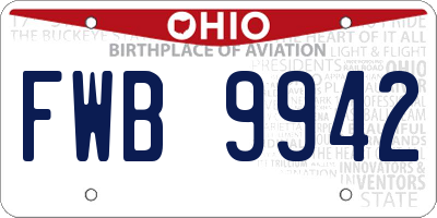 OH license plate FWB9942