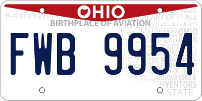 OH license plate FWB9954