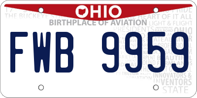 OH license plate FWB9959