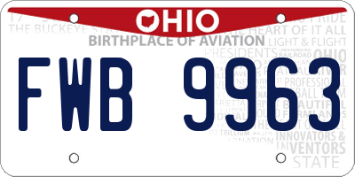 OH license plate FWB9963