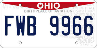 OH license plate FWB9966