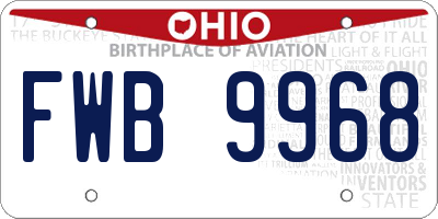 OH license plate FWB9968