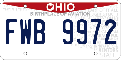 OH license plate FWB9972